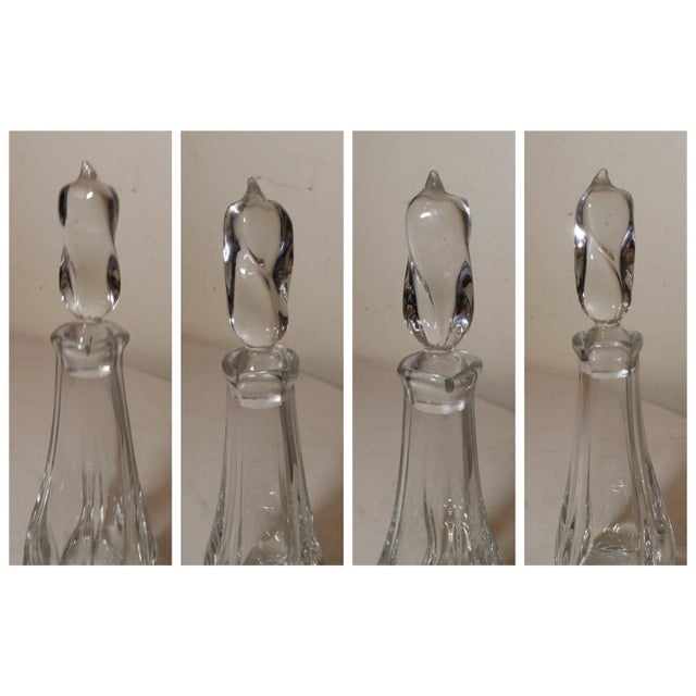 Vintage Hand Blown Made Signed Daum Swirled Clear Crystal Decanter Glass Bottle For Sale In New York - Image 6 of 12