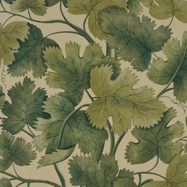 Traditional Sample - Schumacher Edinburgh Vine Wallcovering In Forest For Sale - Image 3 of 5