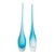 A Set of 2 Hand Blown Murano Flute Vases in Aquamarine For Sale