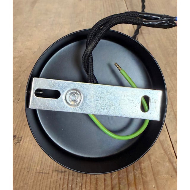 Small Industrial Black Enamel Pendant Lamp, 1950s For Sale - Image 12 of 14