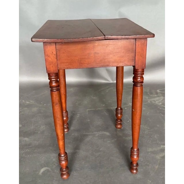 19th Century American Cherry One Drawer Stand With Turned Legs and Feet For Sale - Image 4 of 11