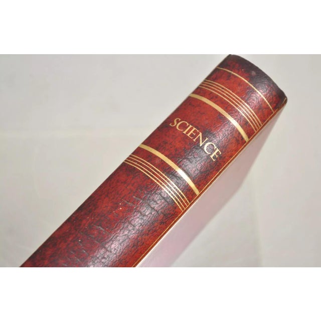 Traditional Vintage Italian Regency Red Leather Bound "Science" Faux Book Bookend For Sale - Image 3 of 11