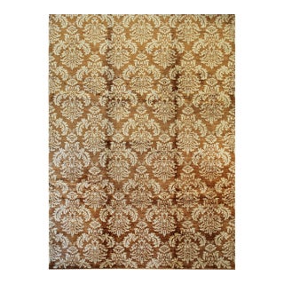 3x10 Refined Brown Classic Damask Floral Modern Hand Knotted Wool Carpet Rug For Sale