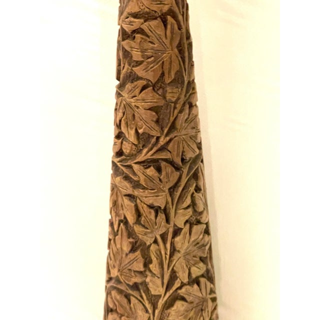 Early 20th Century Hand Carved Antique Wood Candle Holder For Sale - Image 5 of 10