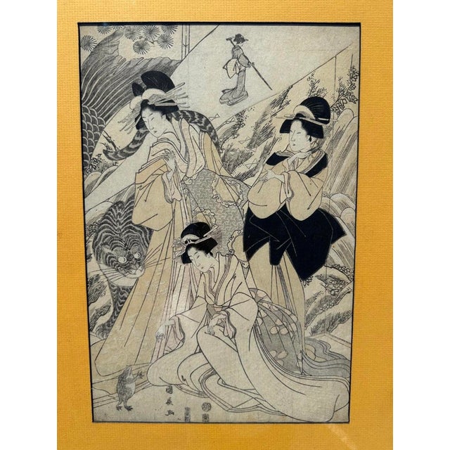 Early 19th Century Right Panel of Utagawa Kuninaga’s Woodblock Print Triptych For Sale - Image 4 of 18