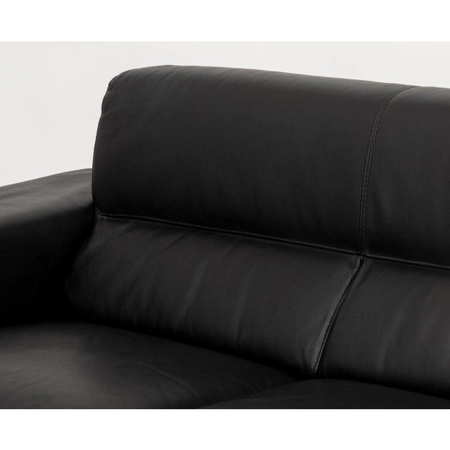 Late 20th Century Nicoletti "Simon" Black Leather Three-Seat Sofa For Sale - Image 5 of 9