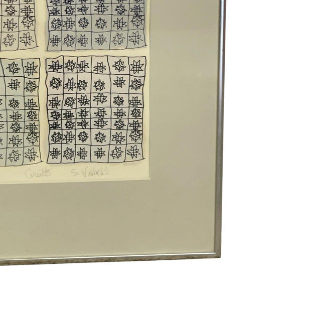 1970s 1970s Abstract Quilt Motif Print, Signed, Numbered 5/22, Framed. For Sale - Image 5 of 10