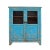 Distressed Bright Blue Glass Display Bookcase Curio Cabinet For Sale