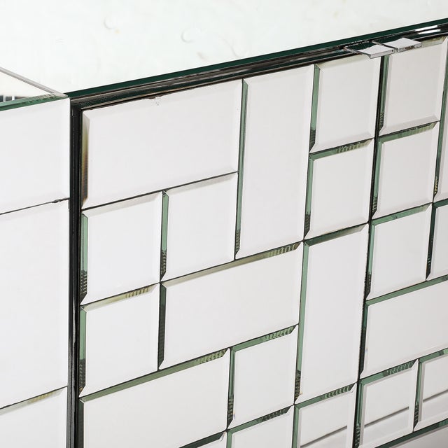 Mid-Century Modernist Cabinet in Tessellated & Beveled Mirror Panels For Sale - Image 10 of 12