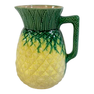 Antique Raised Relief Majolica Style Pineapple Motif Pitcher