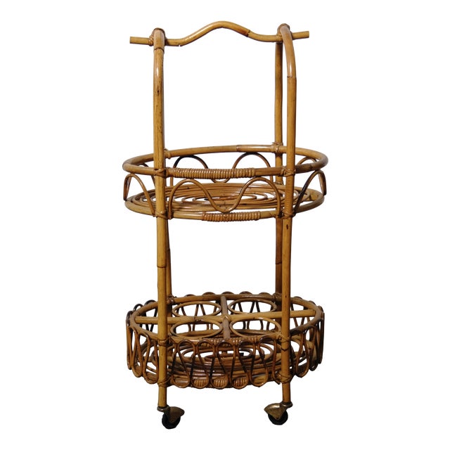 Vintage Bamboo Liquor Trolley, 1950s For Sale