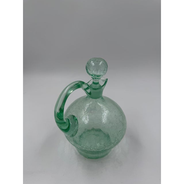 Modern Glass Carafe with Crackle Glass Look For Sale - Image 3 of 16