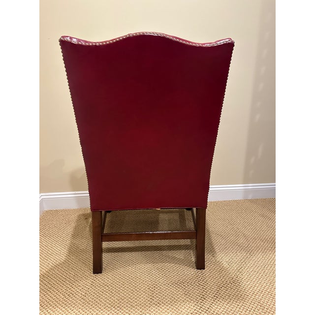 Red Hancock & Moore Tufted Red Leather Armchairs -a Pair For Sale - Image 8 of 12