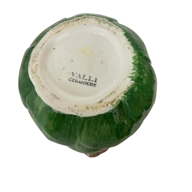 Vintage Hand Painted Majolica Artichoke Pitcher Italian Valli Ceramiche For Sale - Image 6 of 6