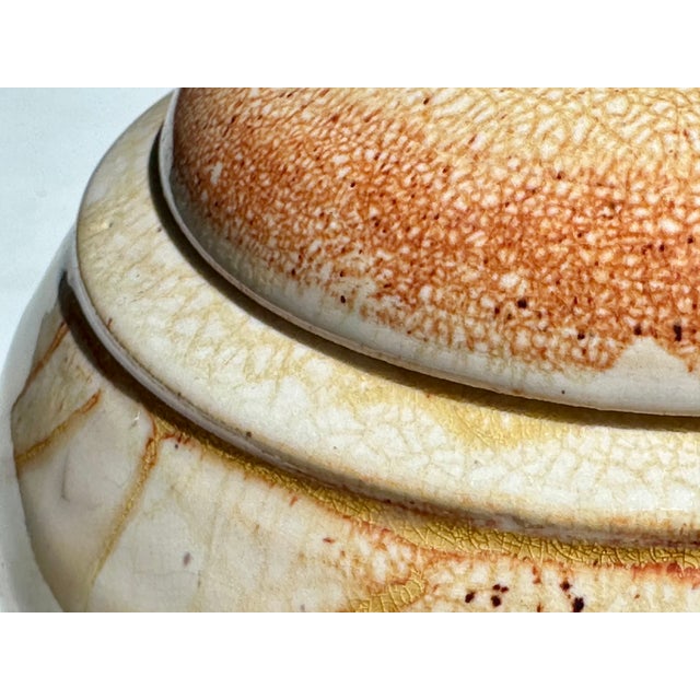 Modern Studio Ceramic Lidded Box with Shino-Inspired Flowing Glaze in Honey, Cream and Iron Red, Germany, 1970s For Sale - Image 3 of 16