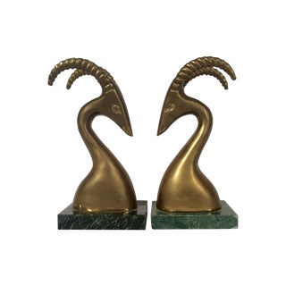 Brass Antelope Bookends - Pair For Sale