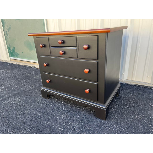1990s Pair of Stanley Furniture Black and Cherry Nightstands For Sale - Image 12 of 12