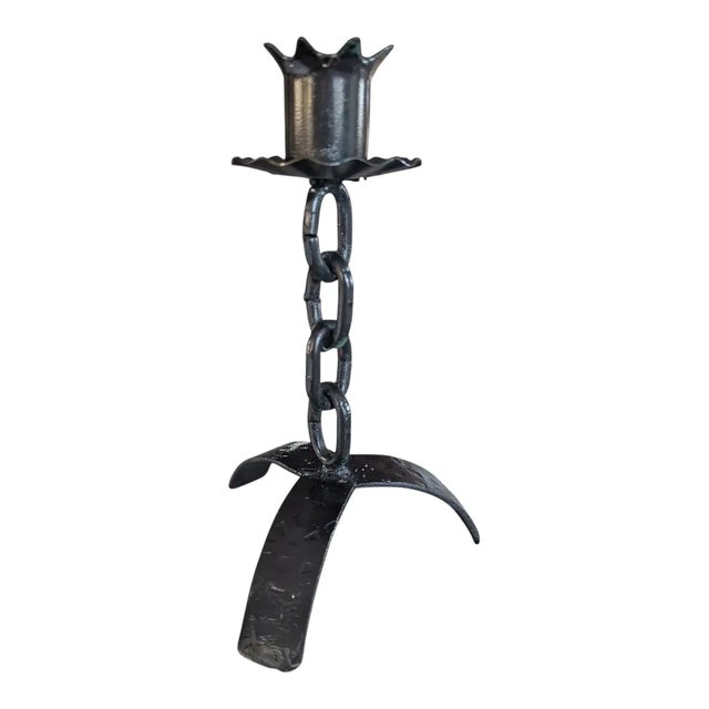 Gothic Vintage Brutalist Chain Link Candle Holder For Sale - Image 3 of 8