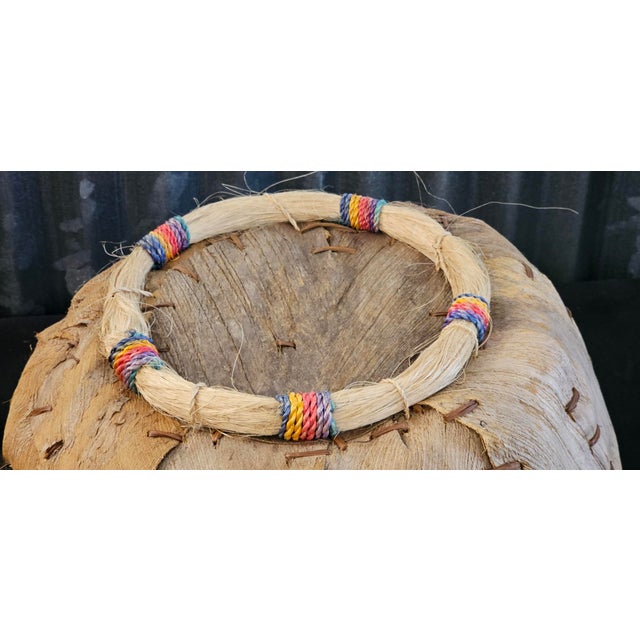 Vintage Native American Style Handwoven Fiber Basket With Feather & Beaded Details For Sale - Image 14 of 14