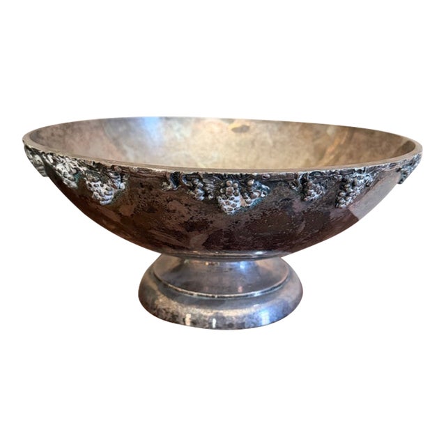 Vintage Silver Plated Copper Pedestal Bowl For Sale