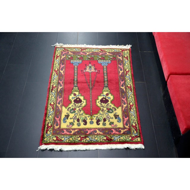 1960s Turkish Islamic Handmade Prayer Rug For Sale - Image 10 of 10
