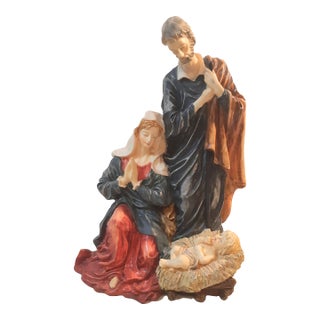 Nativity Art Sculpture Christmas Figurine Mary Joseph Baby Jesus For Sale