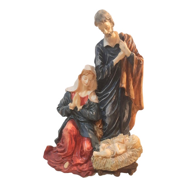 Nativity Art Sculpture Christmas Figurine Mary Joseph Baby Jesus For Sale