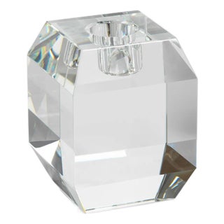 Collier Beveled Cubic Crystal Taper Candle Holder, Small For Sale