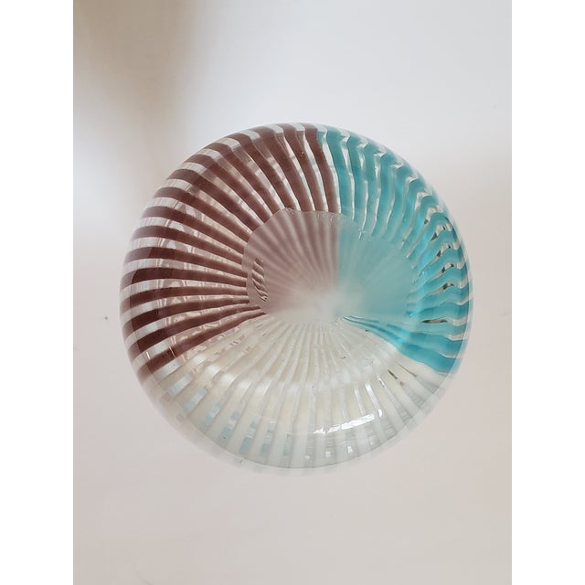 Late 20th Century Mezza Filligrana Art Glass Vase Vintage Hand Blown 10.75in For Sale - Image 5 of 8