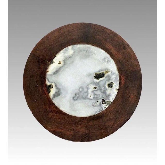 Wood Tall Antique Chinese Rosewood Pedestal or Display Stand With Grey White Marble Top For Sale - Image 7 of 11