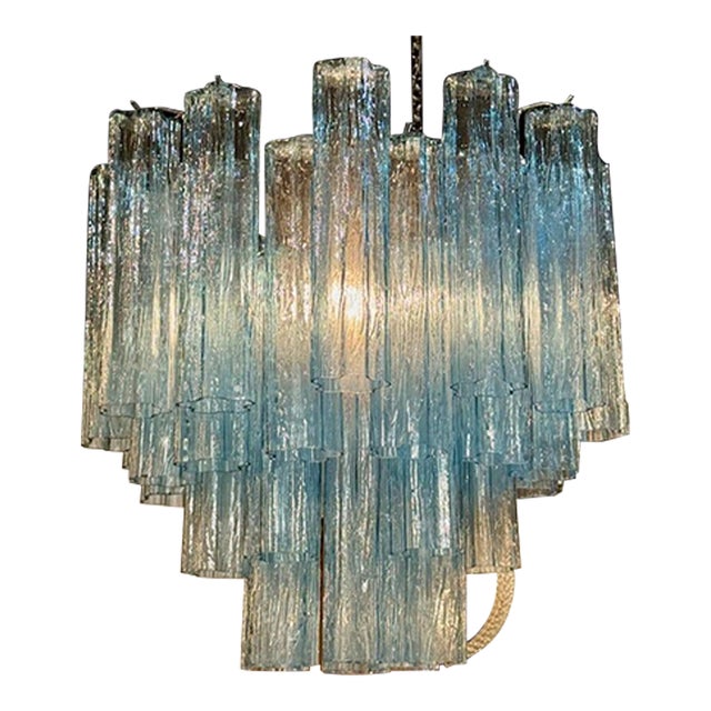 Modern Blue "Trochi" Style Murano Chandelier For Sale