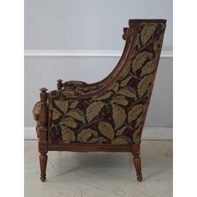 French Pair of Sherrill French Louis XVI Style Upholstered Bergere Chairs For Sale - Image 3 of 18