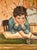 Captivating and wonderfully expressive, this unusual circa 1915 oil painting portrait captures a poignant moment of...
