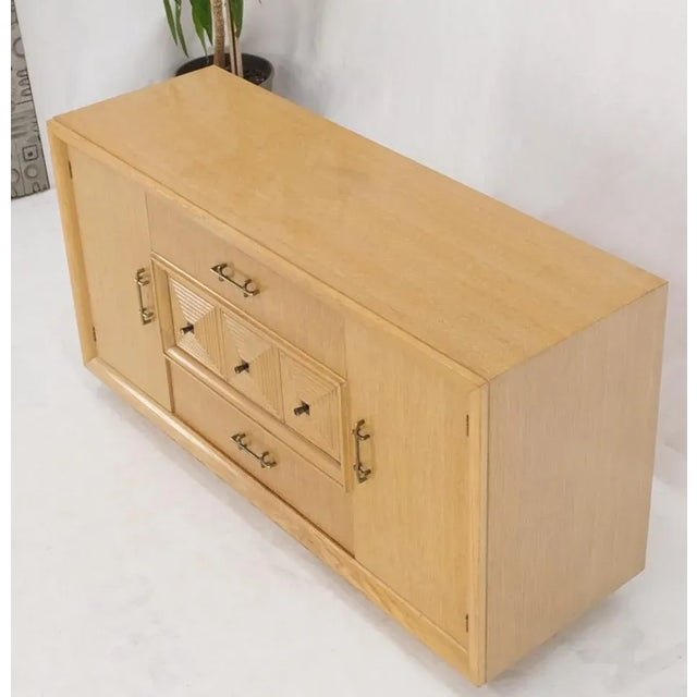 Cerused Oak Mid Century Credenza Sideboard Dresser Cabinet Buffet For Sale - Image 9 of 13