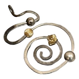 1960s Brutalist Mixed Metal Swirl Pendant For Sale