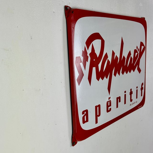 Large Vintage French Enamel Advertising Sign for St Raphaël Apéritif For Sale - Image 11 of 12