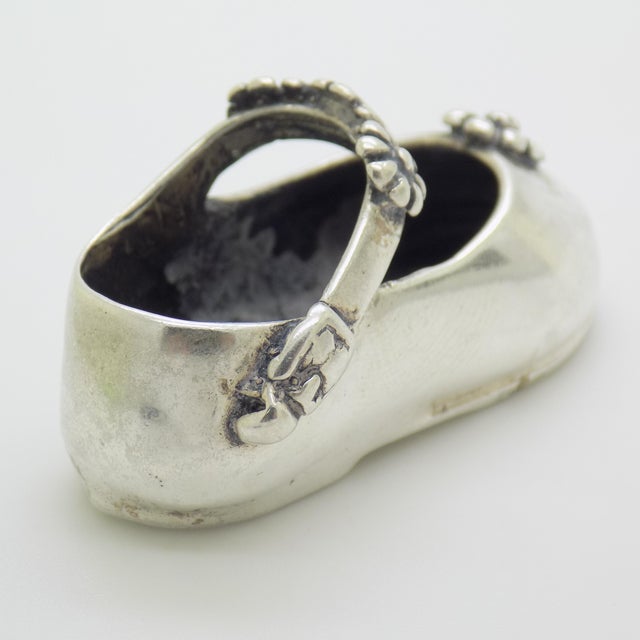 Silver Vintage Italian Handmade Genuine Sterling Silver 925 Child Shoe Miniature Figurine For Sale - Image 8 of 12