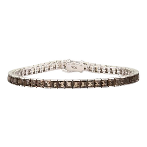 10.14 Carat Princess Cut Smoky Topaz Silver Tennis Bracelet for Unisex