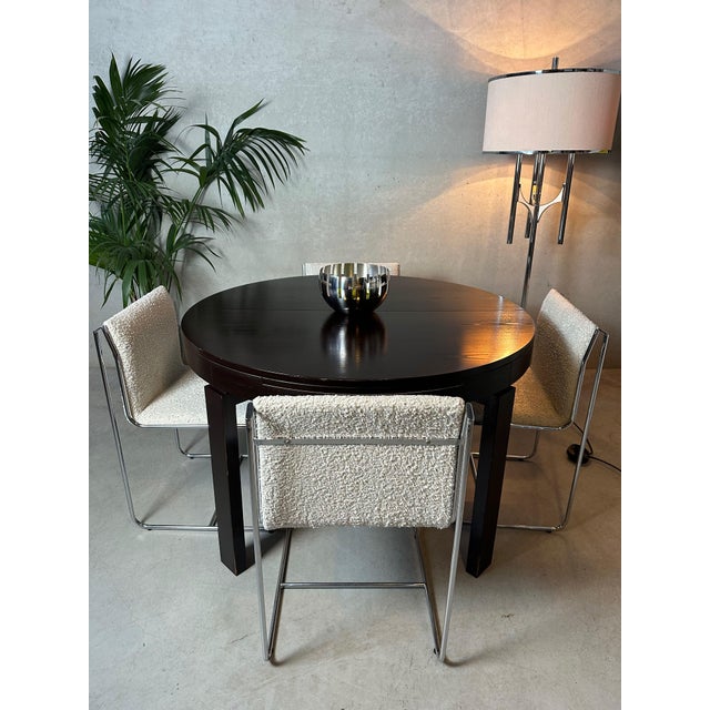 Vintage dining table with a butterfly top integrated under the tabletop. Chocolate brown with a beautiful patina. In good,...