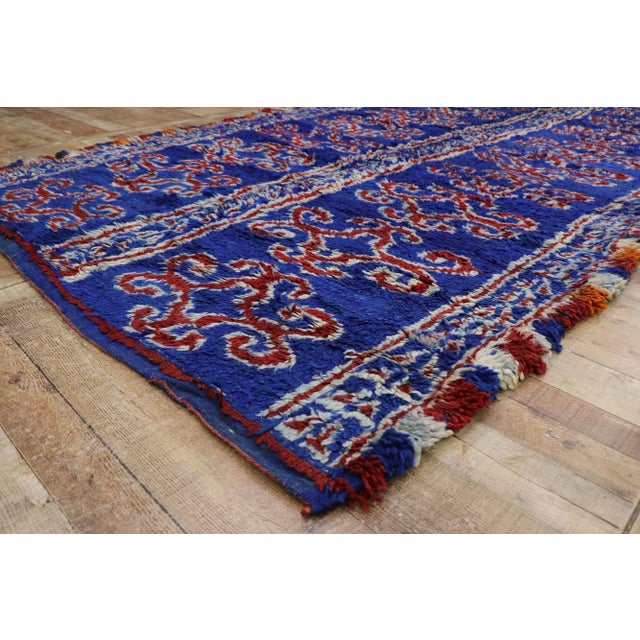 Vintage Berber Blue Beni M'Guild Moroccan Rug - 06'06 X 11'09 For Sale In Dallas - Image 6 of 9
