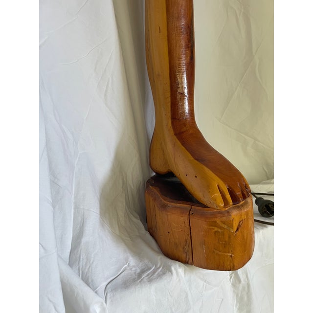 1990s Folk Art Foot Lamp For Sale - Image 10 of 13