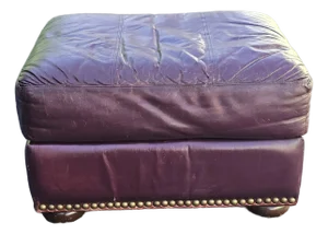 Late 20th Century Robinson and Robinson Furniture Rustic Top Grain Leather Burgundy Ottoman