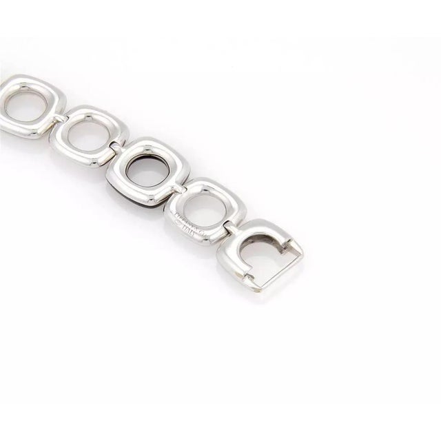 1990s Tiffany & Co. Italy 18K White Gold Ceramic & Pave Diamond Link Bracelet For Sale - Image 5 of 6