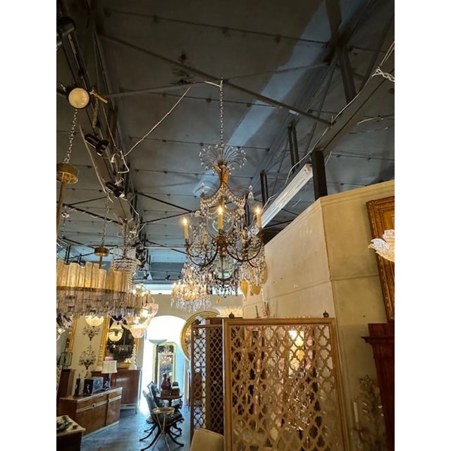 Traditional 19th Century Gilt Brass and Crystal Swedish Chandelier For Sale - Image 3 of 11