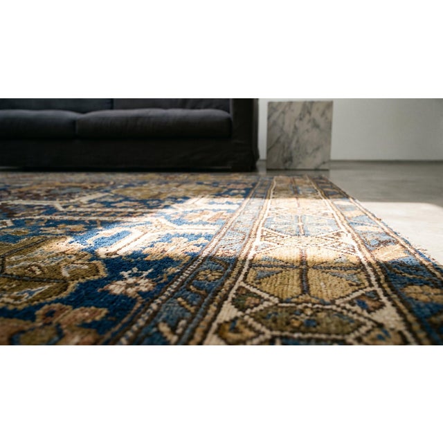 Royal Blue 1890s Royal Blue Rustic Perpedil Square Antique Caucasian Shirvan Rug 4'0" X 4'9" Knotted Wool Carpet For Sale - Image 8 of 10