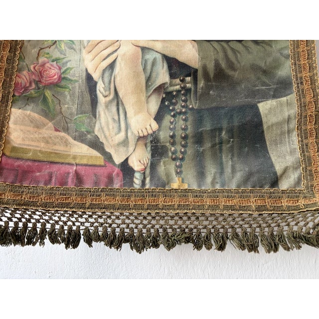 19th Century Italian Religious Banner Jesus & Saint Anthony Tassels For Sale - Image 10 of 12