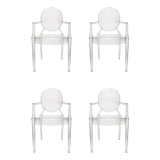 Set of 4 Louis Ghost Chairs by Philippe Starck for Kartell Acrylic Dining Chairs For Sale