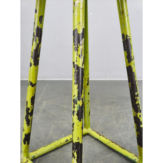 1940s Industrial Metal and Wood Stool, Former Czechoslovakia, 1940s For Sale - Image 5 of 9