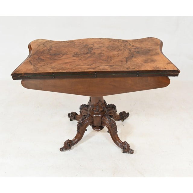 Wood Victorian Walnut Card Table, 1860s For Sale - Image 7 of 12