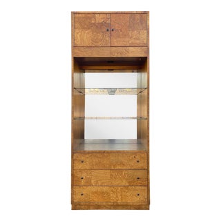 Mid Century Modern Bernhardt Burl Wall Cabinet/Etagere For Sale